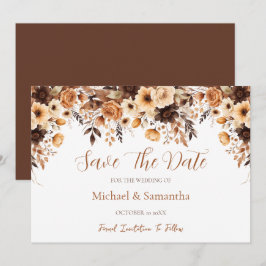 Reserve A Data Outono Bege Rústico e Rosa Marfim Casamento Countr