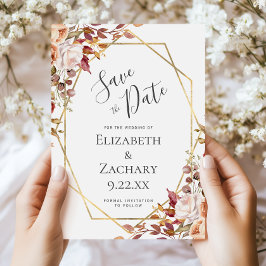Reserve A Data Outono Floral Dourado Casamento de Outono Salve a 
