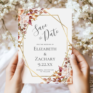 Reserve A Data Outono Floral Dourado Casamento de Outono Salve a 