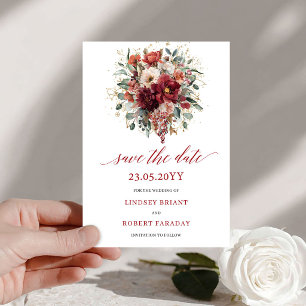 Reserve A Data Outono Inesquecível Bege Dourado Floral Salve A Da