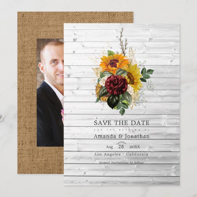 Reserve A Data Outono Rústico - Casamento Floral no Campo (Frente/Verso)