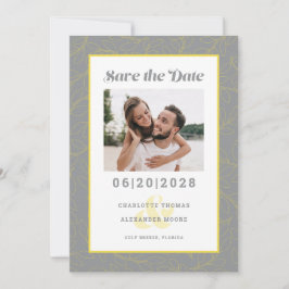 Reserve A Data Padrão Cinza Moderno Amarelo | Foto Salve a Data
