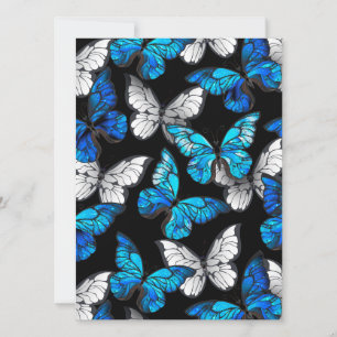 Reserve A Data Padrão contínuo escuro com borboletas azuis Morpho