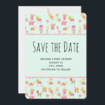 Reserve A Data Padrão de Animais da Enfermeira<br><div class="desc">Aniversário ou chá de fraldas guarde o cartão de data com um padrão caprichoso que inclui brinquedos para crianças e uma coleção de veados fofos,  girafas,  ursos e animais mais deliciosos.</div>