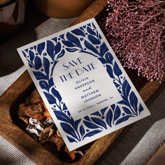 Reserve A Data Padrão de arco floral azul-marinho elegante (Criador carregado)
