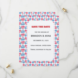 Reserve A Data Padrão de casamento moderno vibrante com flores,