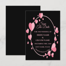 Padrão de Coração Rosa Preto Geométrico Casamento