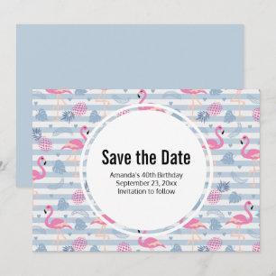 Reserve A Data Padrão de Flamingo e Abacaxi Whimsical Aniversár