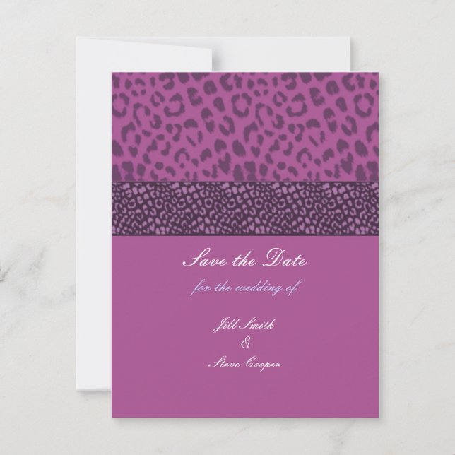 Reserve A Data Padrão de Leopardo Roxo Salve a Data (Frente)