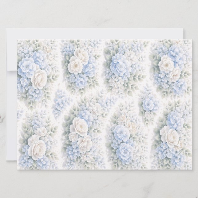 Reserve A Data Padrão Floral Elegante em Aquarela Azul Suave Bran (Frente)