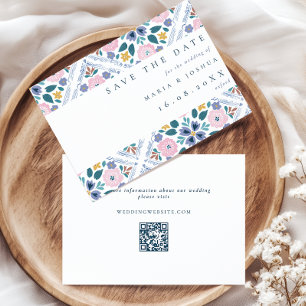 Reserve A Data Padrão Floral QR Code Grandmillenial Casamento
