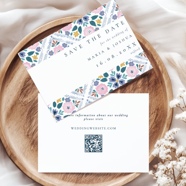 Reserve A Data Padrão Floral QR Code Grandmillenial Casamento (Criador carregado)