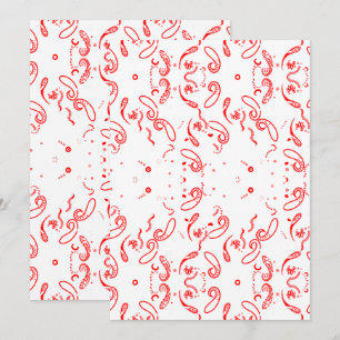 Reserve A Data Padrão Paisley Vermelho e Branco – Impressão Flora