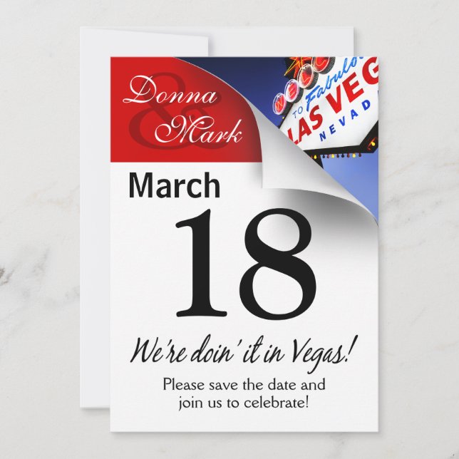 Reserve A Data Página Salvar Calendário de Data em Las Vegas (Frente)