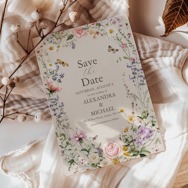 Reserve A Data País Russo de Casamento de Flores Selvagens (Criador carregado)