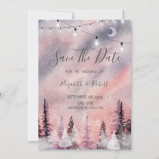 Reserve A Data Paisagem De Inverno Floresta Verde Salva A Data (Frente)