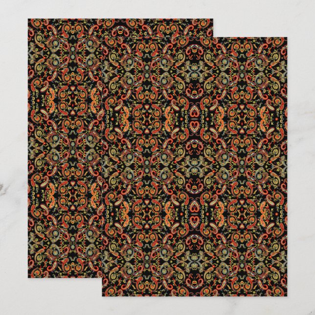 Reserve A Data Paisley Pattern Art – Ornamental Floral Outline (Frente/Verso)