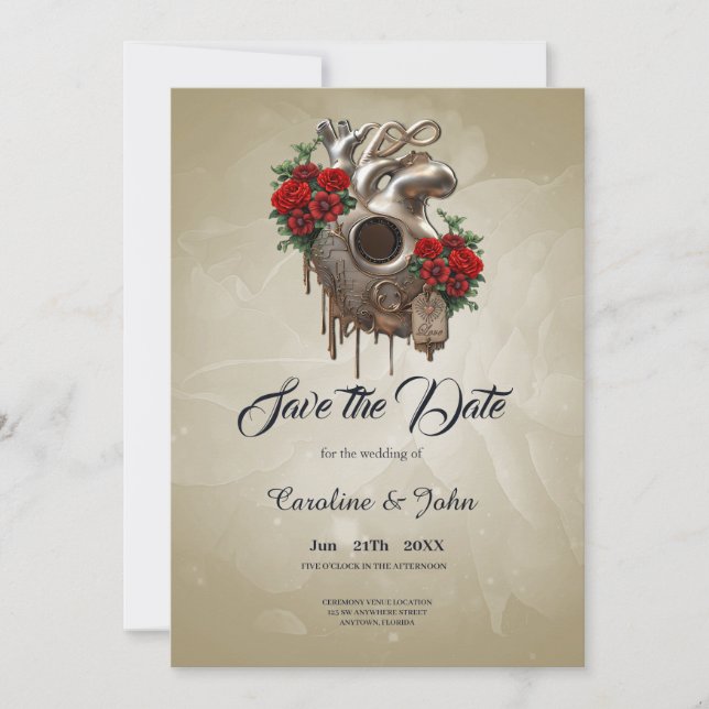 Reserve A Data Paixão Steampunk, o Coração do Amor mecânico. (Frente)