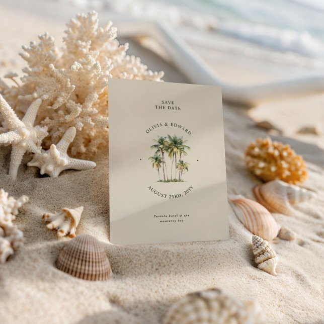 Reserve A Data Palm Tree Destination Elegant Coastal Wedding (Criador carregado)