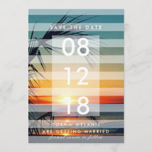 Reserve A Data Palm Trees Beach Sunset Photo Save the Dates