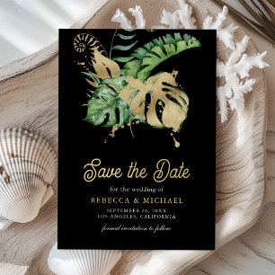 Reserve A Data Palmeira Tropical Monstera Foto Casamento Preto