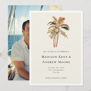 Reserve A Data Palmeiras Tropicais Aquarela Foto Casamento