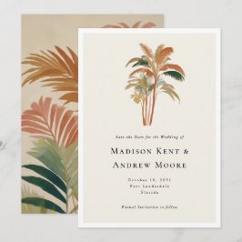 Reserve A Data Palmeiras Tropicais Aquarela Pastel Casamento Boho