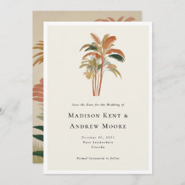 Reserve A Data Palmeiras tropicais Árvores Aquarelas Pastel Boho