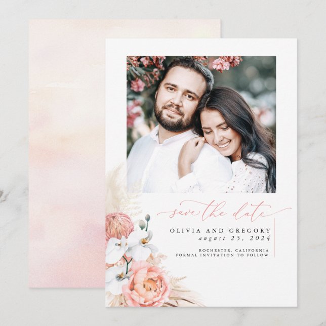 Reserve A Data Pampas Cor-De-Rosa Esbranquiçada - Guardar A Foto  (Frente/Verso)