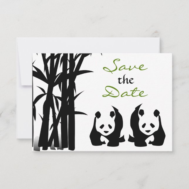 Reserve A Data Pandas e Bambu Casamento Salvar a Data (Frente)