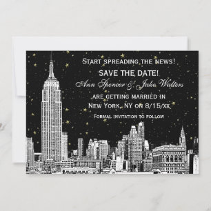 Reserve A Data Panorama de NYC 01 Etch DIY Cor do BG Save the Dat