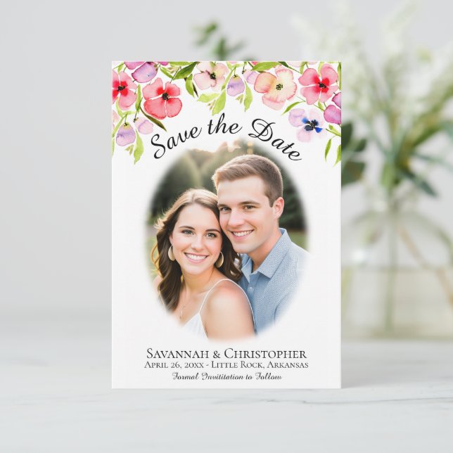 Reserve A Data Pansies em Aquarela, Flores Silvestres e Casamento (Em pé/Frente)