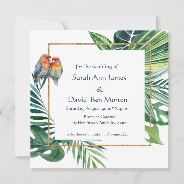 Reserve A Data Papagaio Lovebird Natureza Tropical Salve a Data (Frente)