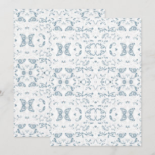 Reserve A Data Papel de Parede Floral Azul Branco – Padrão Vintag