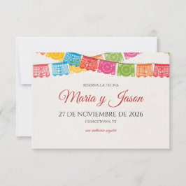 Reserve A Data Papel Picado Elegant Colorful Boda Spanish Wedding