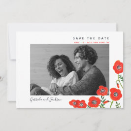 Reserve A Data Papoulas vermelhas floral moderno casamento salvar