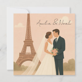 Reserve A Data Paris Wedding Invitation | Elegant Eiffel Tower 