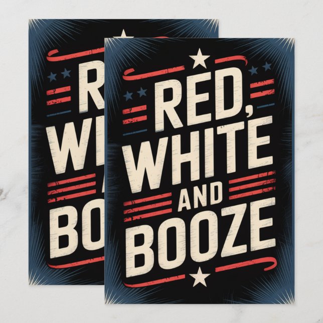 Reserve A Data Partido Booze de 4 de julho | Branco vermelho e co (Frente/Verso)