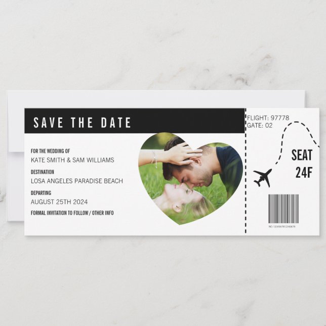 Reserve A Data Passagem de Embarque Foto Personalizada Custom  (Frente)