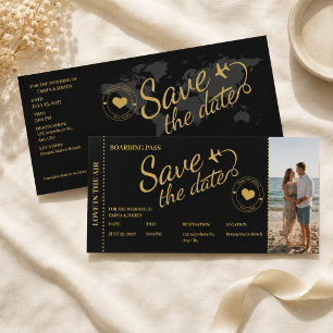 Reserve A Data Passagem de Embarque Save the Date Casamento Doura