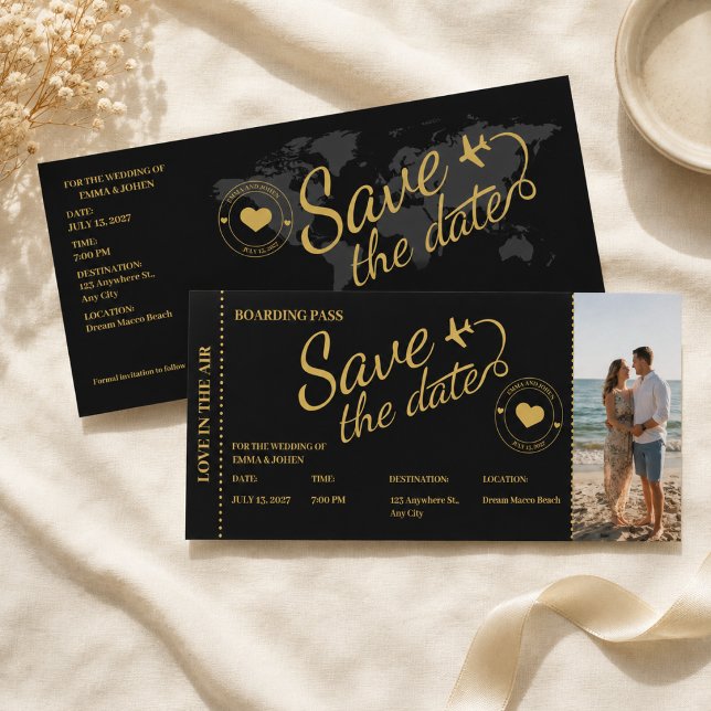 Reserve A Data Passagem de Embarque Save the Date Casamento Doura (Criador carregado)