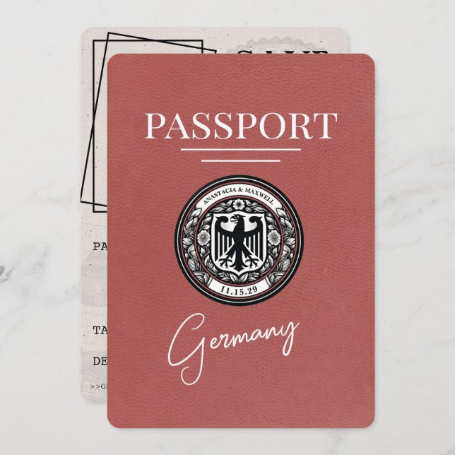 Reserve A Data Passaporte Alemão Light Burgundy Salvar Data (Frente/Verso)