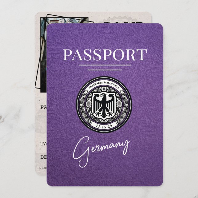 Reserve A Data Passaporte Alemão Roxo, Exceto A Data (Frente/Verso)