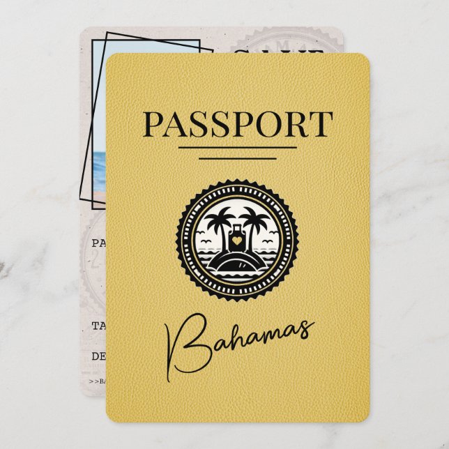 Reserve A Data Passaporte Amarelo Bahamas Salvar Data (Frente/Verso)