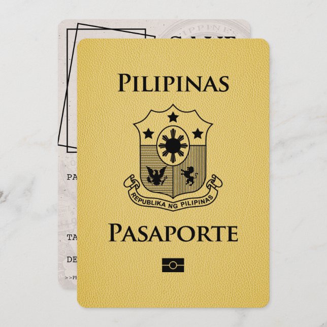 Reserve A Data Passaporte Amarelo Filipinas Salvar a Data (Frente/Verso)