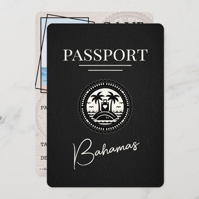 Reserve A Data Passaporte Bahamas Negra Salvar Data (Frente/Verso)