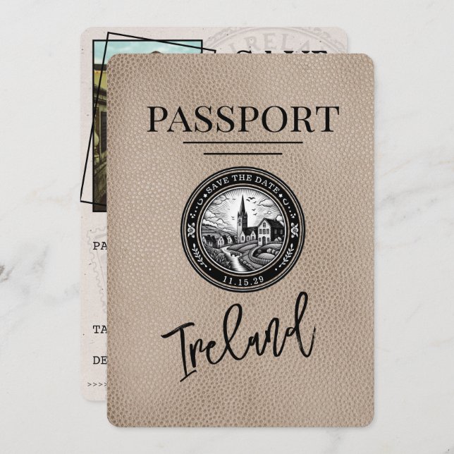 Reserve A Data Passaporte Beige Ireland, Exceto A Data (Frente/Verso)