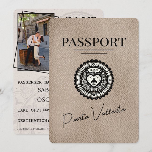 Reserve A Data Passaporte Beige Puerta Vallarta Exceto Data (Frente/Verso)