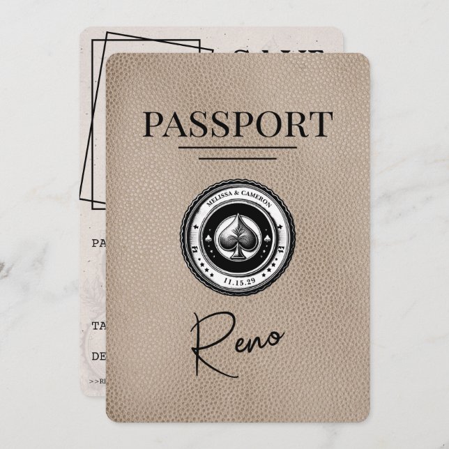 Reserve A Data Passaporte Beige Reno Salvar A Data (Frente/Verso)