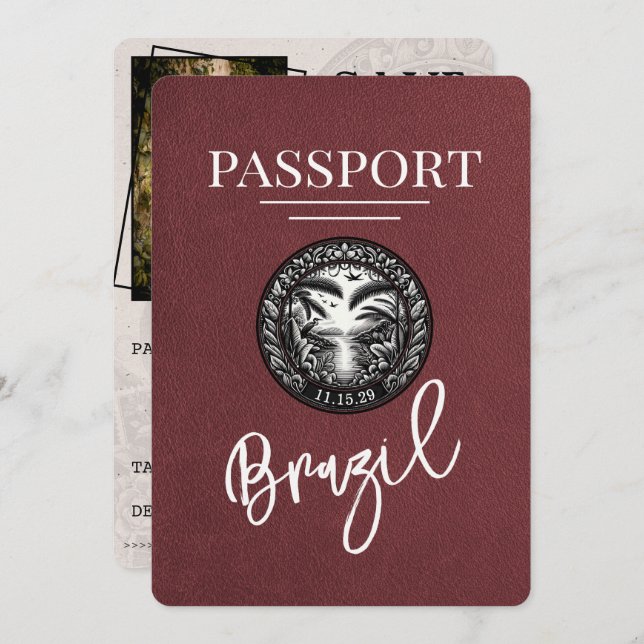 Reserve A Data Passaporte Brasil Burgundy Salvar Data (Frente/Verso)